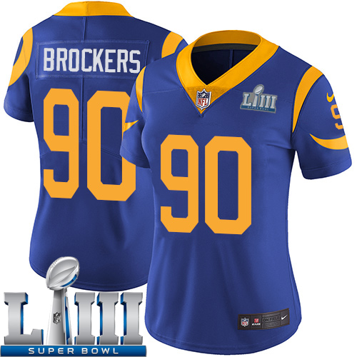 Women Los Angeles Rams #90 Brockers blue Nike Vapor Untouchable Limited 2019 Super Bowl LIII NFL Jerseys->women nfl jersey->Women Jersey